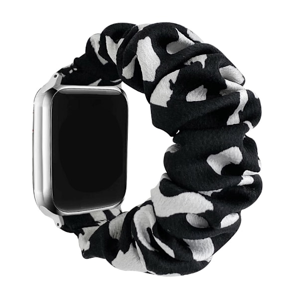 Kellon ranneke Apple Watch iWatch 38/40/41mm:lle, musta tausta lehmäkuviolla