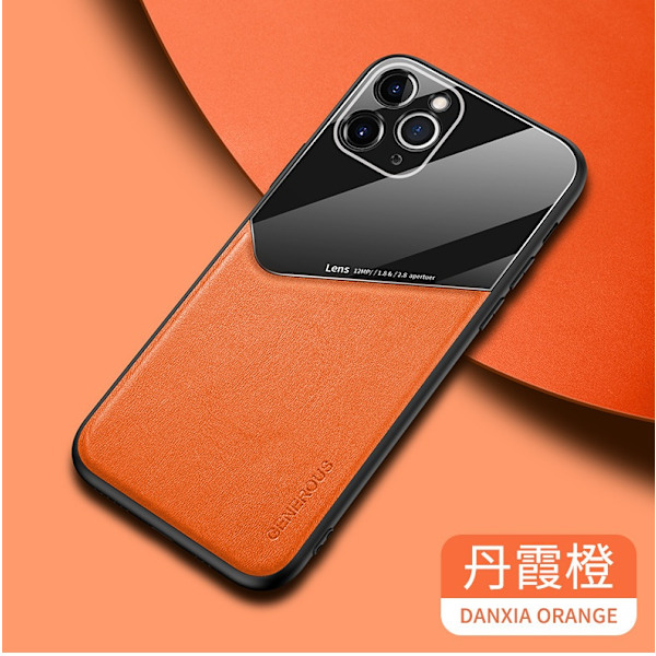 Etui til iPhone 13 Pro Orange fin pore øje hud korn splejsning almindeligt læder fuld