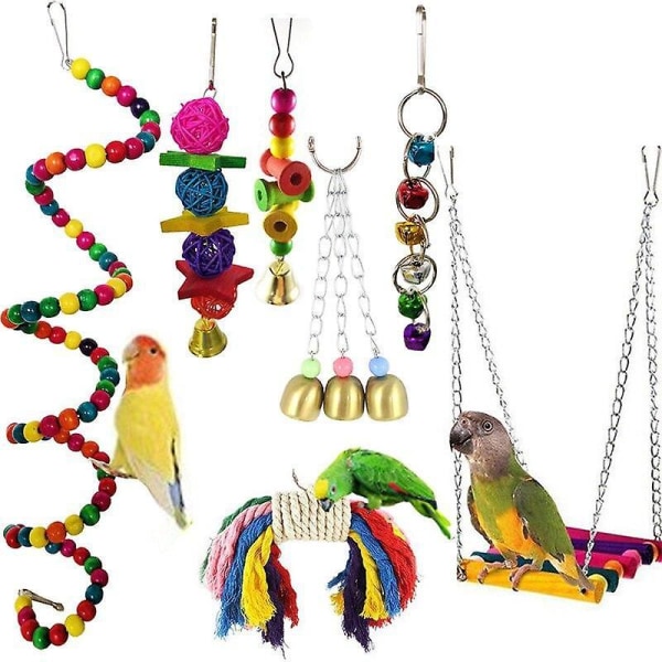 Fuglelegetøj 7 stk/sæt papegøjelegetøj kæledyr fugle papegøjer sjovt | Fyndiq