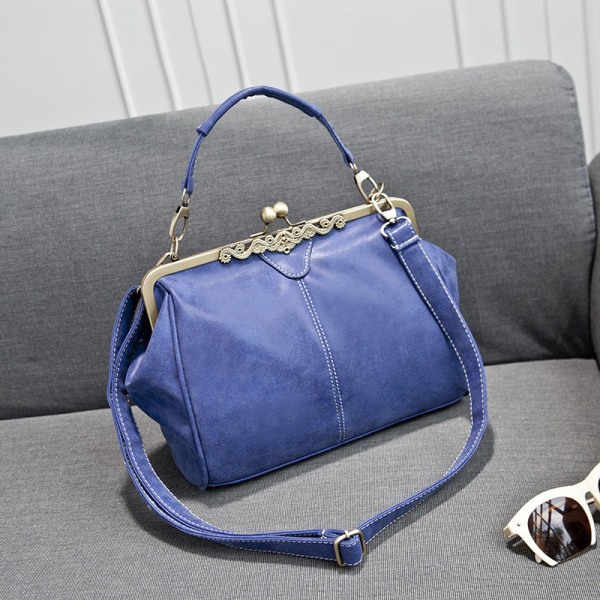 Dame Handbag Skulder Messenger Bag Frosted Retro Messenger Bag Sapphire Blue