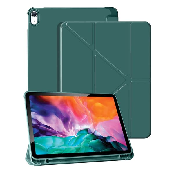 Fodral för iPad 9.7\" Air 1/2 2017/2018 Midnattsgrön Solid Y Vikbart Läder Mjukt