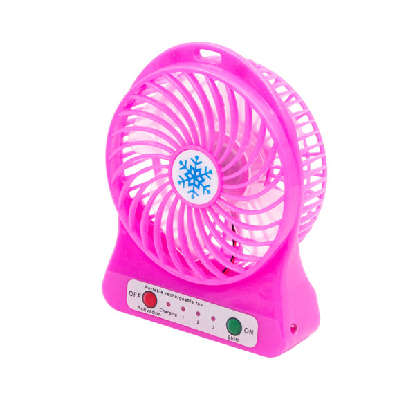 Mini bærbar håndholdt vifte Oppladbar USB med LED-lys Desktop Air Cooler Outdoor Office Small F Pink