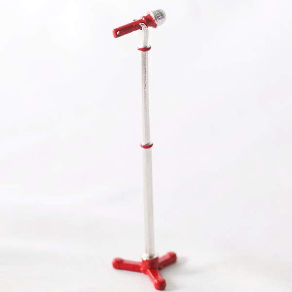 Miniatyrmöbler Leksak Doll House Gör-det-själv-dekoration Tillbehör Mini 1:12 Mikrofonstativ Mikrofon Red