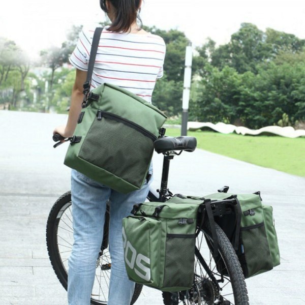 Cykel Mountain Bike Bag Bagstativ Tre-i-en opbevaringstaske Green 37L 8914  | Green | 37L | Fyndiq