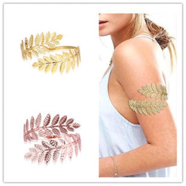 2st Bröllops-Golden Leaf Huvudbonad Örhängen Kronhuvud Hoop Armband Julklapp FJ005