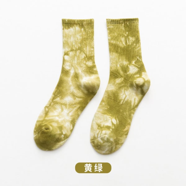 5 par trendy voksne mænds efterår og vinter frotté fortykkede sokker plus størrelse Tie-Dye Mid-Calf Dark green 38-45