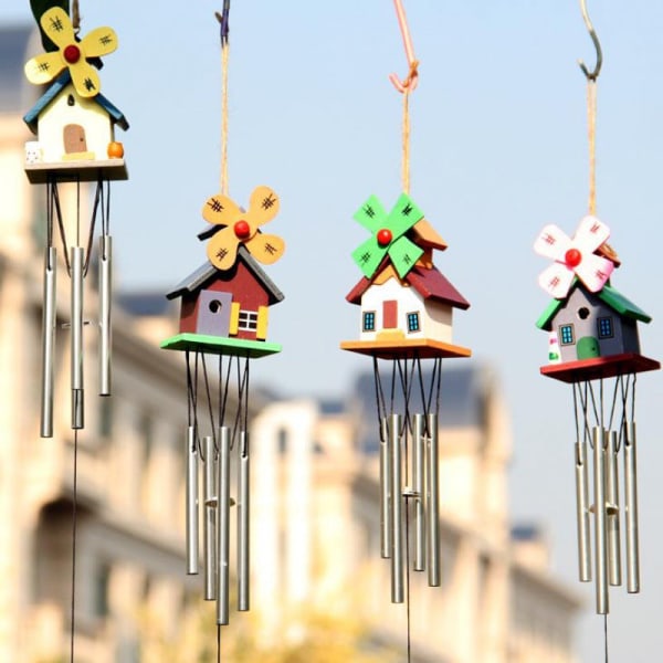 Tuulikellot Creative Girls' House japanilaistyylinen puinen Small house wind chimes yellow style