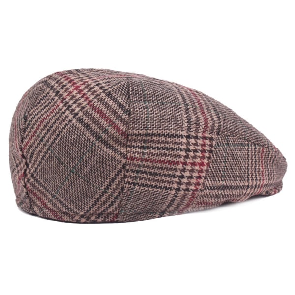 Baretti Hattu Talvihattu Miesten Baretti Syksyn ja Talven Advance-hatut Ruudullinen Cap Keski-ikäisille ja vanhuksille Red Plaid M（56-58cm）