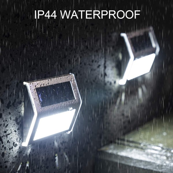 2/4/6/8/10st 3Led Solar Lampa Rostfri Utomhus Vattentät Vägglampa Trädgård Landskap Stig Trapptrappor Däck Balkong Staket Light White 6pcs