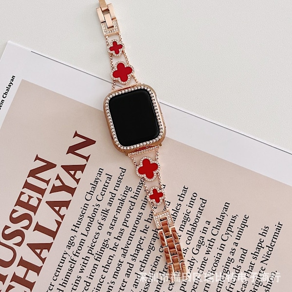 Kellon ranneke Apple Watch iWatch 40mm 4/5/6 sukupolvi/SE Ruusukulta punaisella