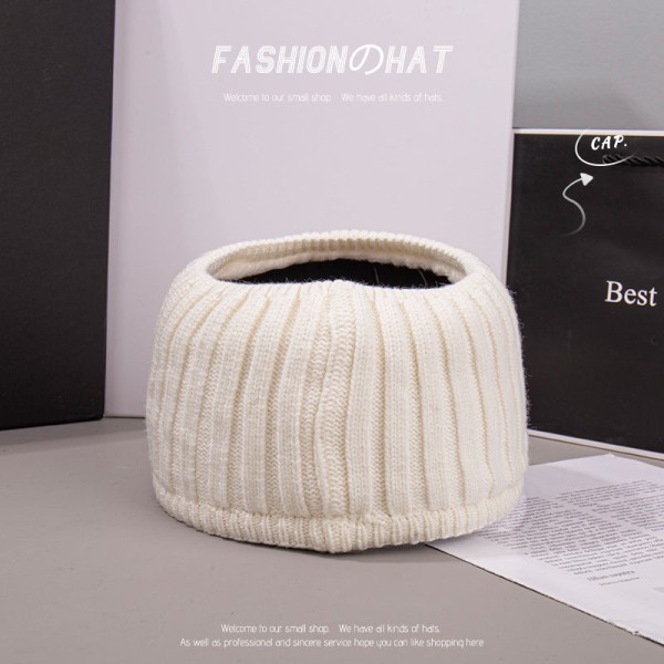 Warm Winter Knit Beanie Hats Tik Tok Live Stream Internet Celebrity Same Embroidery Big C Topless Hat Unisex White M