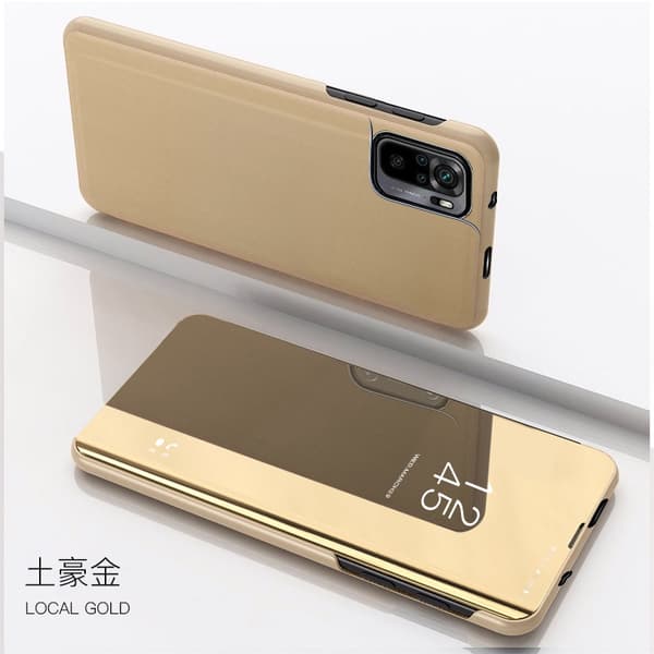 Etui til iPhone 16e gullbelagt speil flip