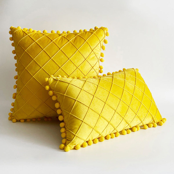 Ensfarvet fløjl Rhombus Plys kuglekvast Sofa pudebetræk Autumn Fragrance 30*50cm