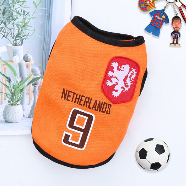 Kæledyrstøj Hunde Golden Retriever Sommer Mesh vest VM Ball Uniform Basketballtøj Orange No. 9 Holland 2xl