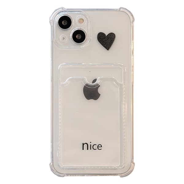 Skal för iPhone 13 solid kärlekskortshållare enkel transparent mjuk