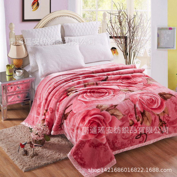 Gave Dobbeltlag Varmt Tykket Laschel Teppe Dekke Teppe Vinter Bryllup Teppe Taro Red 180*220cm