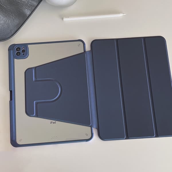 Stilfuldt etui til iPad 2025 11 A16 Navy Blå Solid Ramme Roterende Trifold