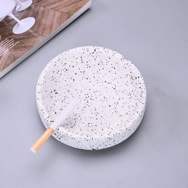 Askfat Keramik Kreativ Personlig Vindtät Stort Vardagsrum Kontor Hem Askfat Round cement ashtray small white