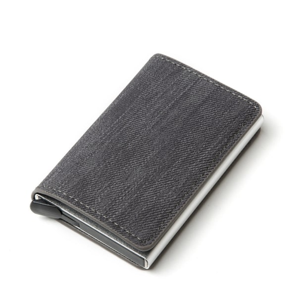 Kvinner lommebok myntveske Metallboks Aluminiumslegering Kredittkortboks Denim Light gray