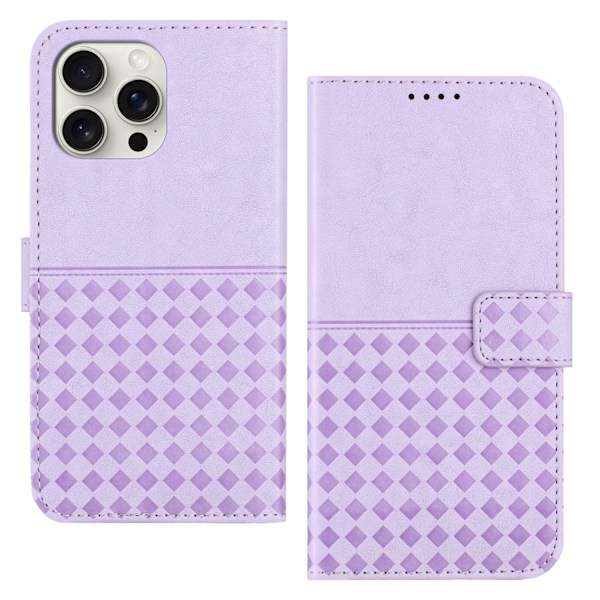 Fodral för iPhone 13 Pro ljuslila neutral OPP-väska läder flip stöldskyddsborste
