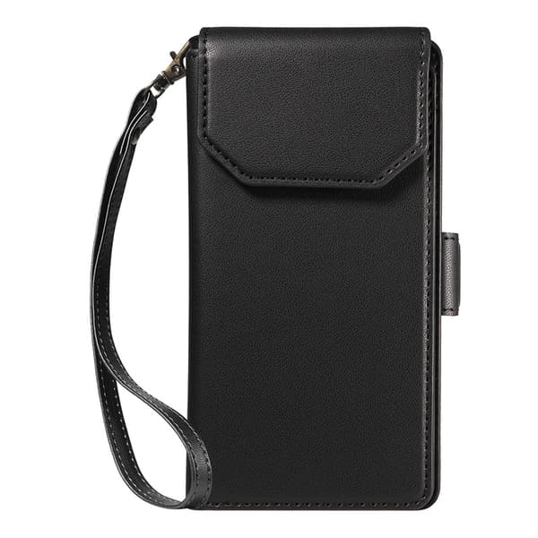 Fodral för iPhone14ProMax K multi-kort plånbok läderfodral svart multi-kort solid kort