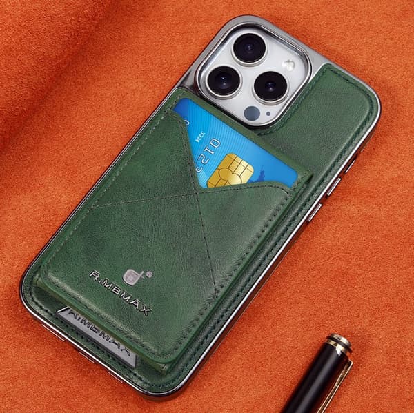 Fodral för iPhone15Plus Magnetisk Vikbart Korthållare [Cangling Grön] High end Full