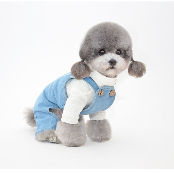 Kjæledyrsklær Høst og vinter Kjæledyroveralls Hundebamse Pomeranian-klær Blue M