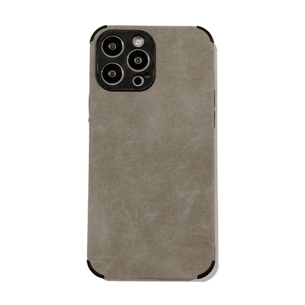 Fodral för iPhone 13pro [Grå] Mockaläder fyra hörn anti fall dammtätt matt full