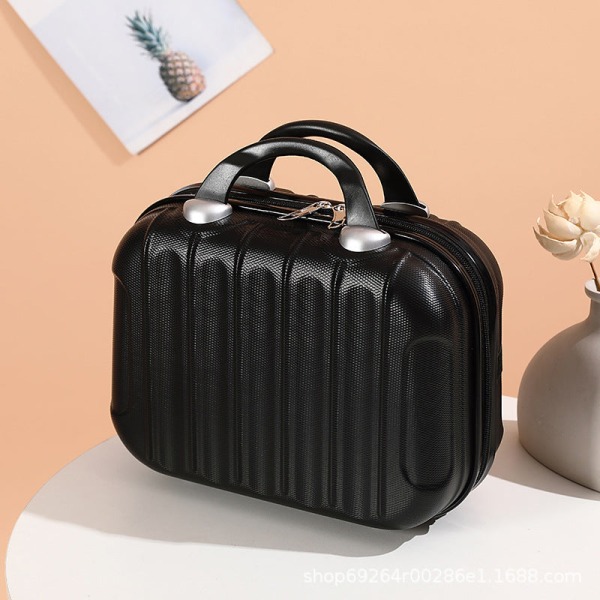 Kvinner Dame Håndveske 14-tommers kosmetikkveske Portable Box Mini Handbag Atmospheric Black [stripe Style]]