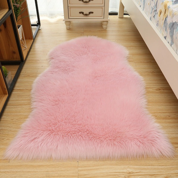 Sengetæppe Uldlignende lædersofa Tæppe Gulvmåtte Pude Vinduespude Stue Soveværelse Skridsikker måttetæppe Pink 50*80cm