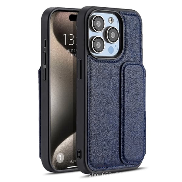 Fodral för iPhone 14 Pro Max marinblå kortplats magnetisk flip