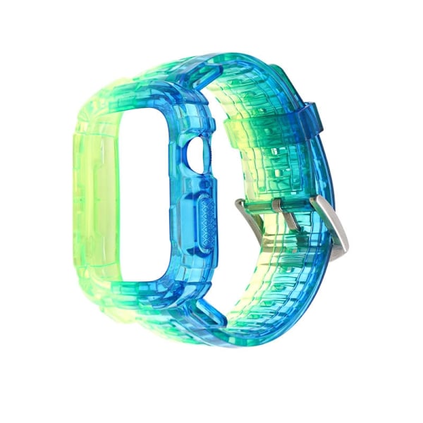 Klockarmband för Apple Watch iWatch 38/40/41mm blå-grön regnbåge, gummiring typ förlängd version