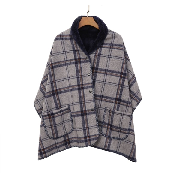 Pocket Lazy Blanket Polar Fleece Cover Filt Flanell Sjal Filt Smoky gray grid 50*160cm