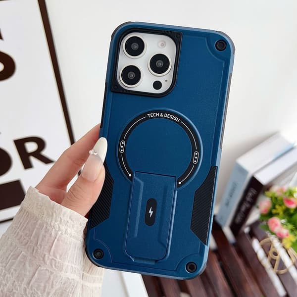 Etui til iPhone 17 Blå \"Armored\" magnetisk støtsikkert etui