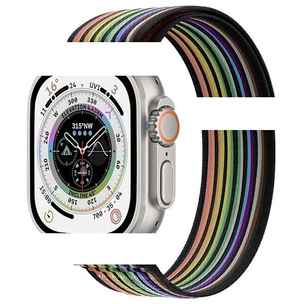 Urrem til Apple Watch iWatch 38/40/41/42mm Sort Regnbue Titanium Connector