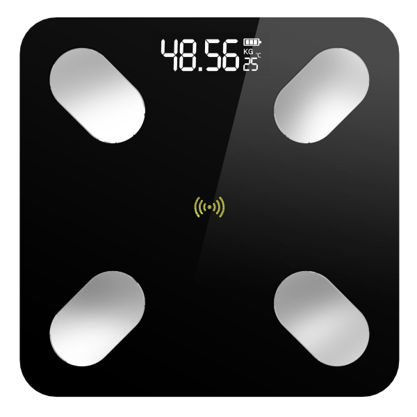 Kroppsvektskala Bad rund hjørneplattform Digital Smart Lading Elektronisk hjemmepresisjon NO.2 Black 26*26cm