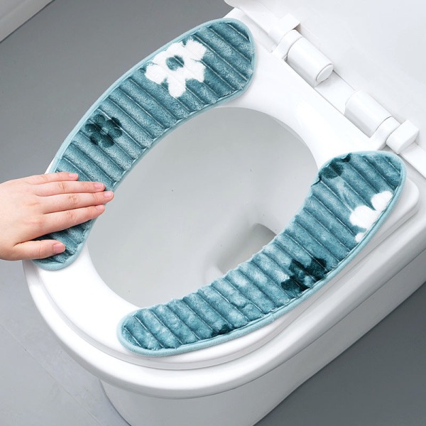 3 kpl wc-istuimen cover Four Seasons Household Happy Day Ring Washer Pehmo Blue-Green