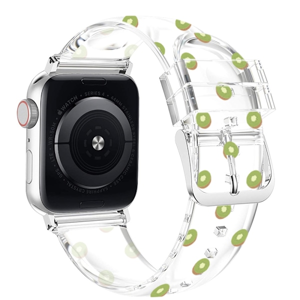 Kellon ranneke Apple Watch iWatch 38/40/41mm täysin läpinäkyvä TPU kiivipainatuksella