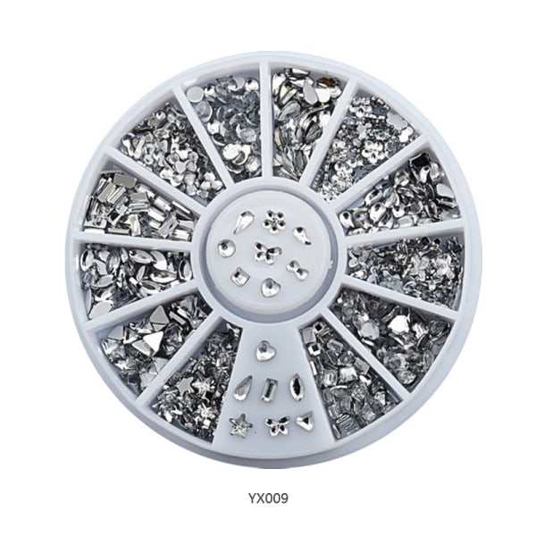 Kynsikoristeet Nail Art :lle tekojalokivi White Diamond Disc Ornament Peach Heart AB Diamond YX0018