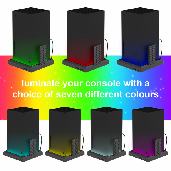 For Xbox Series X/S Håndtak Main Engine Cooling Fan RGB Rainbow Color Luminous Base