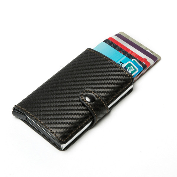 Carbon Fiber Card Pakke Aluminiumslegering Card Box Snap Metal Anti-Theft Swiping Card Holder Blue