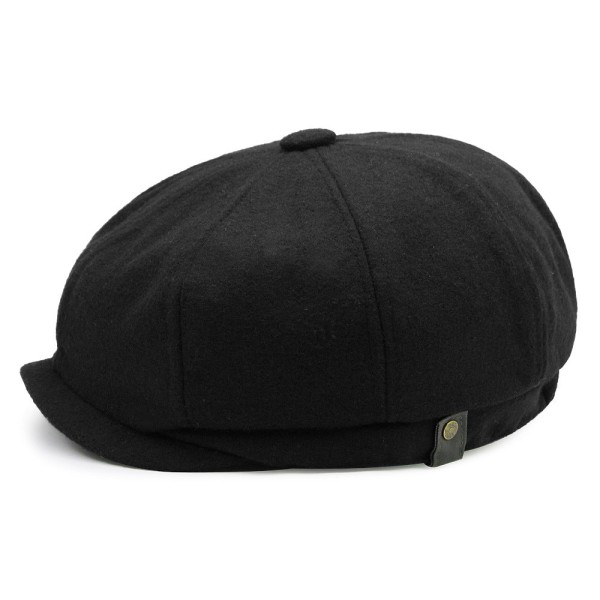 Baskerhatt 2022 Höst Vinter Varm Ylle Stor storlek Casual cap Black wool L(58-60cm)