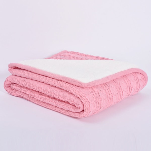 Fleece-fôret tviststrikket ullteppe Kontorlur Teppetrekk Teppe Sofatrekk i ren bomull Pink 120*180cm