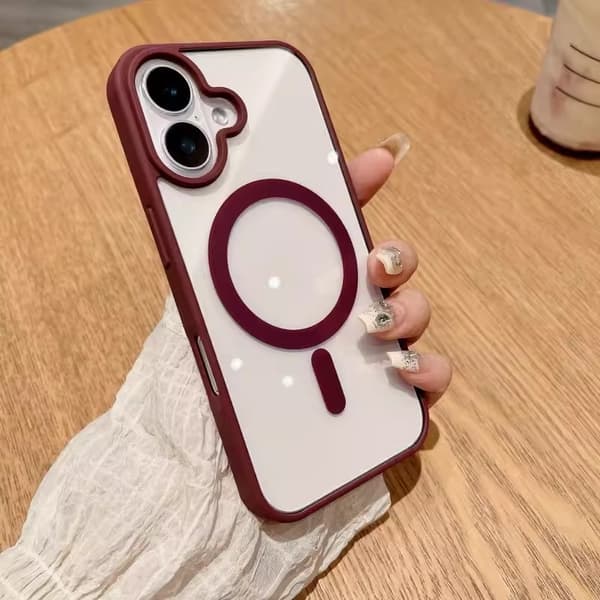 Deksel til iPhone 17 Pro Plum magnetisk transparent anti-fall
