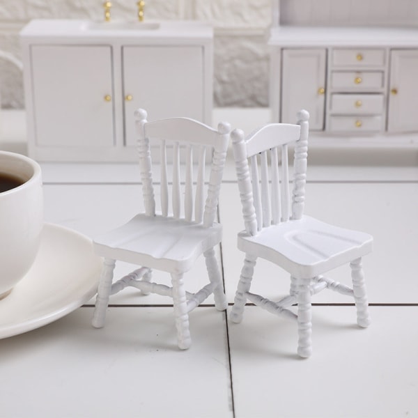 Miniatyrmöbler Leksaksdockor Hus Gör det själv Dekoration Tillbehör Mini 1:12 Matbord och stolar White