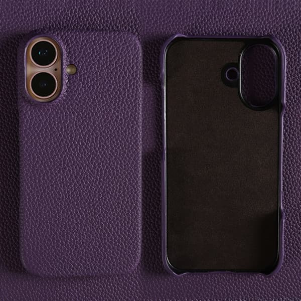 Fodral för iPhone15pro lila läder premium kohud