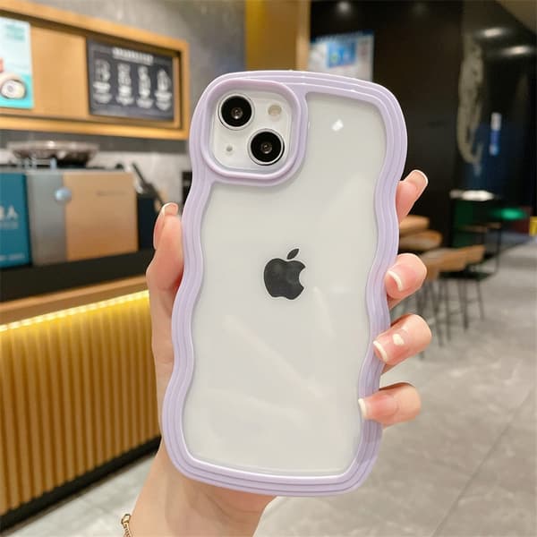 Etui til iPhone 17Pro L [Wave] Purple Wave Edge Solid Color