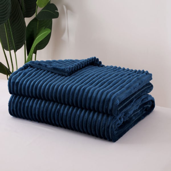 Four Seasons Blanket Tykkede Flanell Vinterlur Enkelt Sofa Blanketark Dark Blue 120*200cm