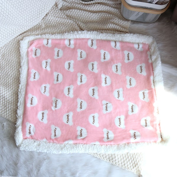 Vinter varmt kæledyr lille tæppe fortykket med flannel koralfleece hundemåtte kattetæppe Cherry blossom powder 40*60cm