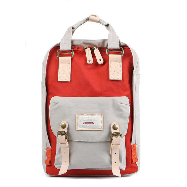 Kouluopiskelijareppu College Bookbag Matkalaukku Kontrasti Väri Canvas Casual Red and White